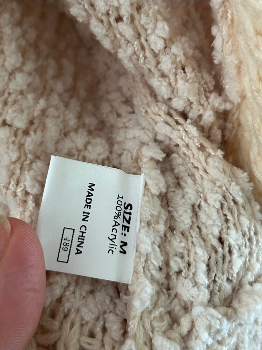 Women’s Cream Chunky Open-Front Knit Cardigan - Picture 5 of 7